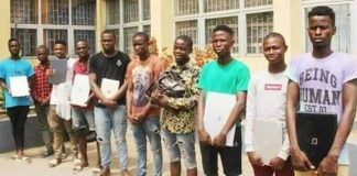 EFCC Arrest 15 Yahoo Boys, Recover Coffin, Other Charms