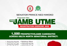 Senator Nwoko Expands Access To Higher Education With Free JAMB Registration For 1,500 Delta North Students